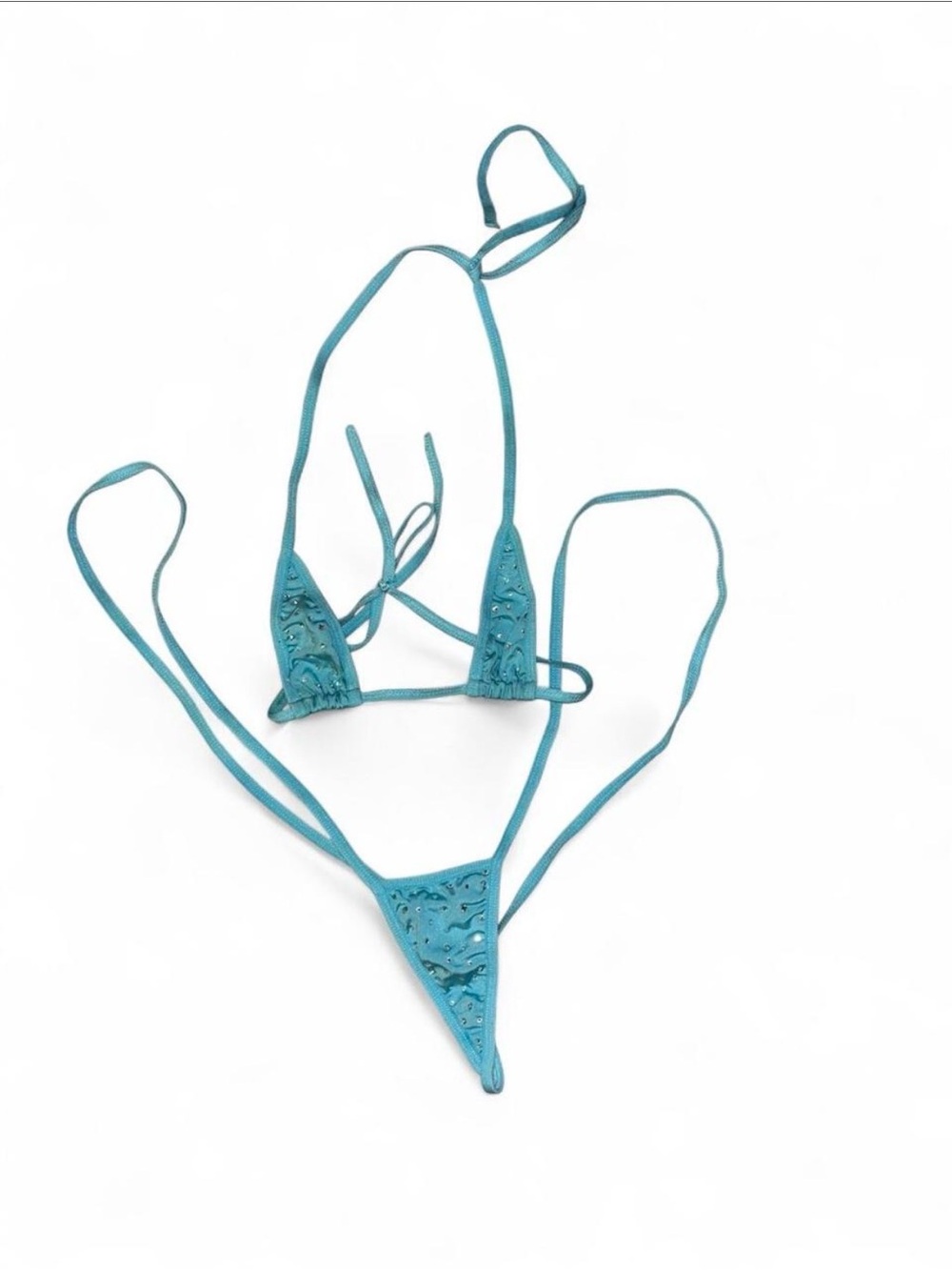 Women's Teal Micro Triangle String Bikini - Unbranded
